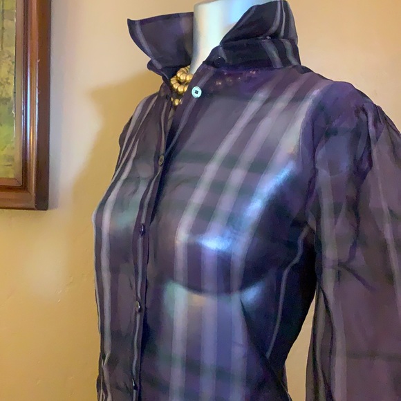 *Authentic* Burberry London Sheer Silk Blouse.  Sz 8 - Picture 4 of 6
